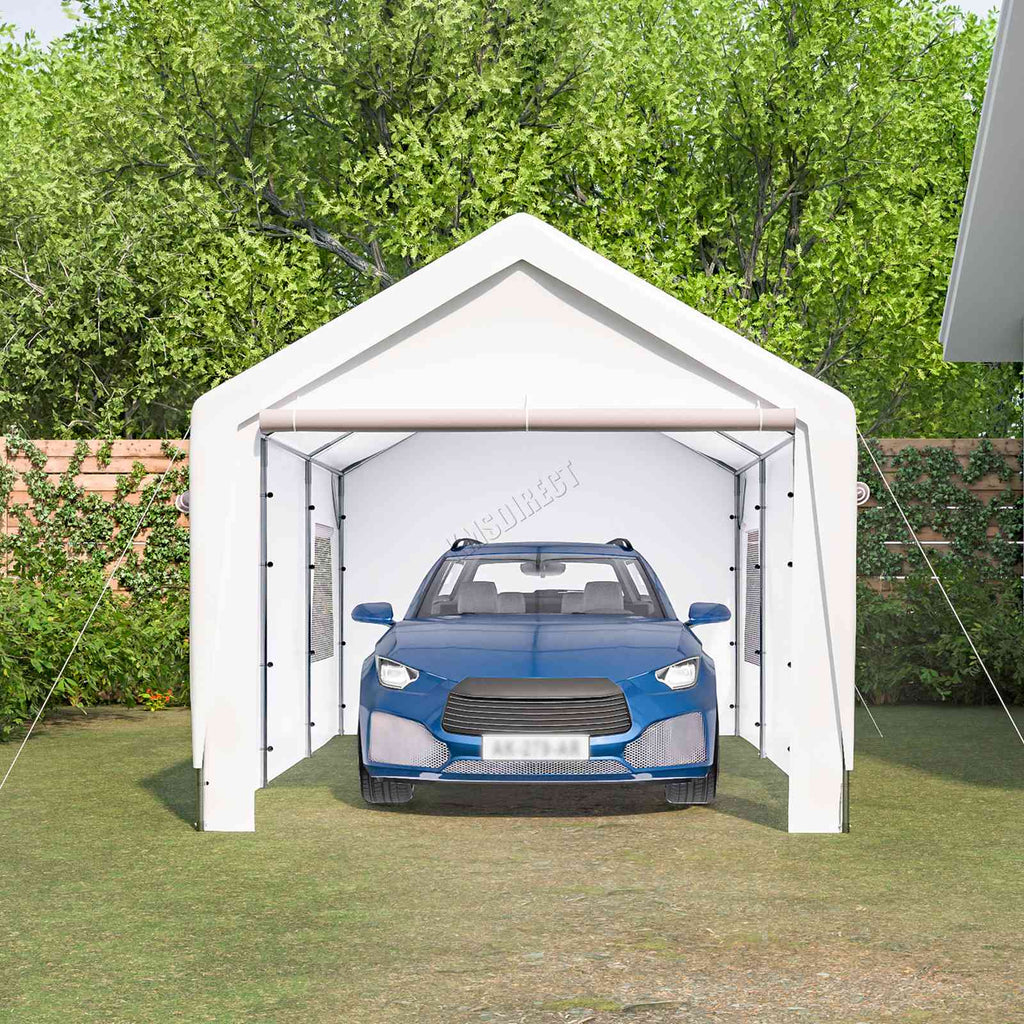 BIRCHTREE Carport 10x20ft PE Shed Sidewalls and Windows