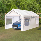 BIRCHTREE Carport 10x20ft PE Shed Sidewalls and Windows