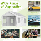 BIRCHTREE Carport 10x20ft PE Shed Sidewalls and Windows