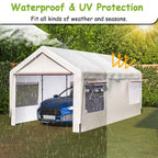 BIRCHTREE Carport 10x20ft PE Shed Sidewalls and Windows