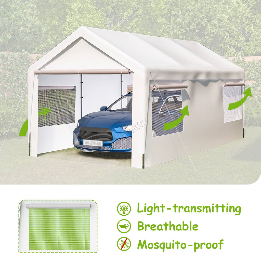 BIRCHTREE Carport 10x20ft PE Shed Sidewalls and Windows