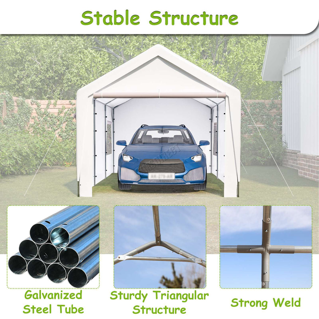 BIRCHTREE Carport 10x20ft PE Shed Sidewalls and Windows