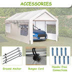 BIRCHTREE Carport 10x20ft PE Shed Sidewalls and Windows