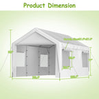 BIRCHTREE Carport 10x20ft PE Shed Sidewalls and Windows