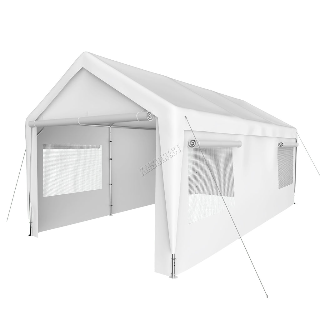 BIRCHTREE Carport 10x20ft PE Shed Sidewalls and Windows