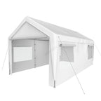 BIRCHTREE Carport 10x20ft PE Shed Sidewalls and Windows