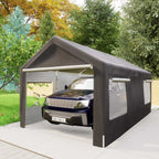 BIRCHTREE Carport 10x20ft PE Shed Sidewalls and Windows