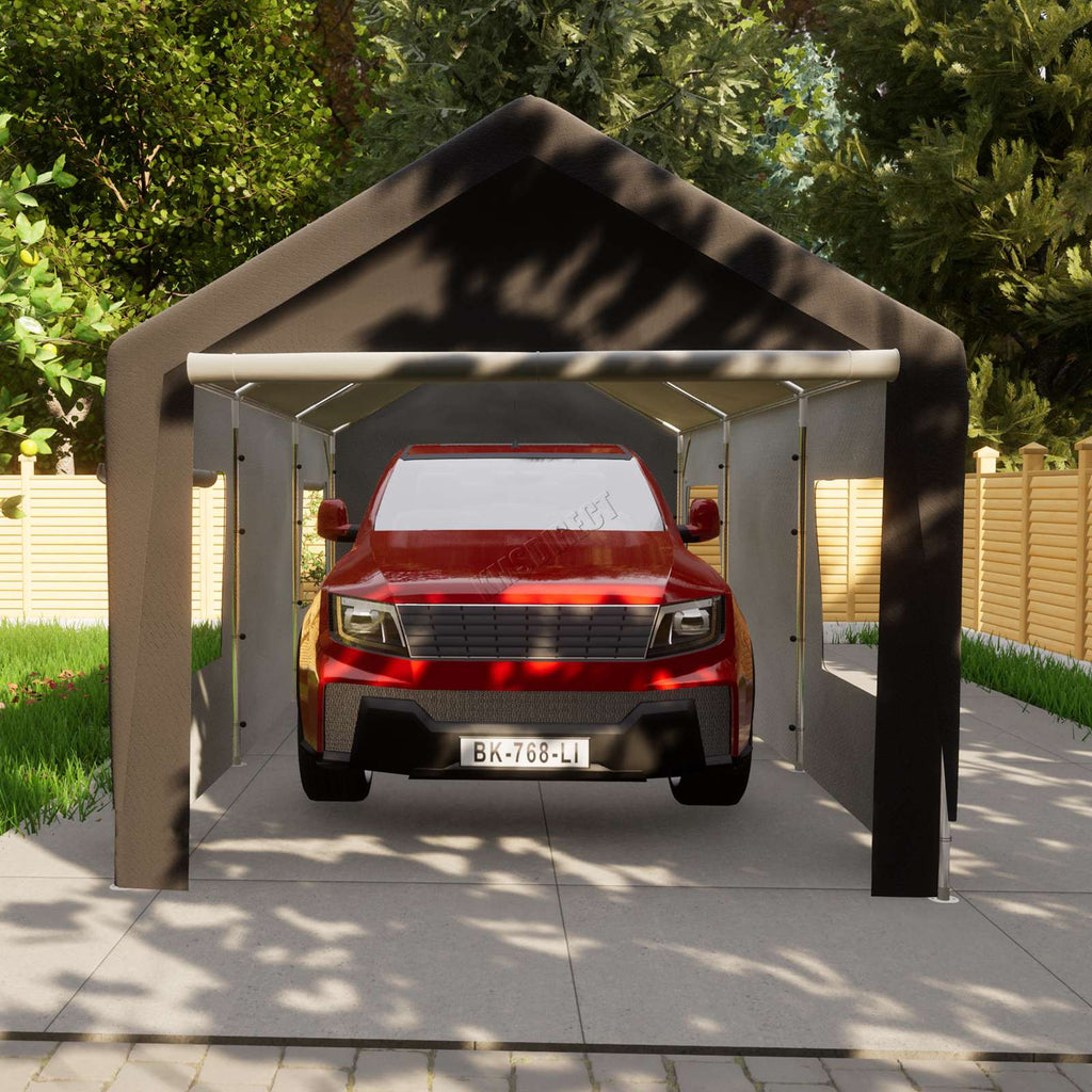 BIRCHTREE Carport 10x20ft PE Shed Sidewalls and Windows