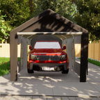BIRCHTREE Carport 10x20ft PE Shed Sidewalls and Windows