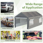 BIRCHTREE Carport 10x20ft PE Shed Sidewalls and Windows
