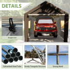 BIRCHTREE Carport 10x20ft PE Shed Sidewalls and Windows