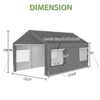 BIRCHTREE Carport 10x20ft PE Shed Sidewalls and Windows