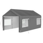BIRCHTREE Carport 10x20ft PE Shed Sidewalls and Windows