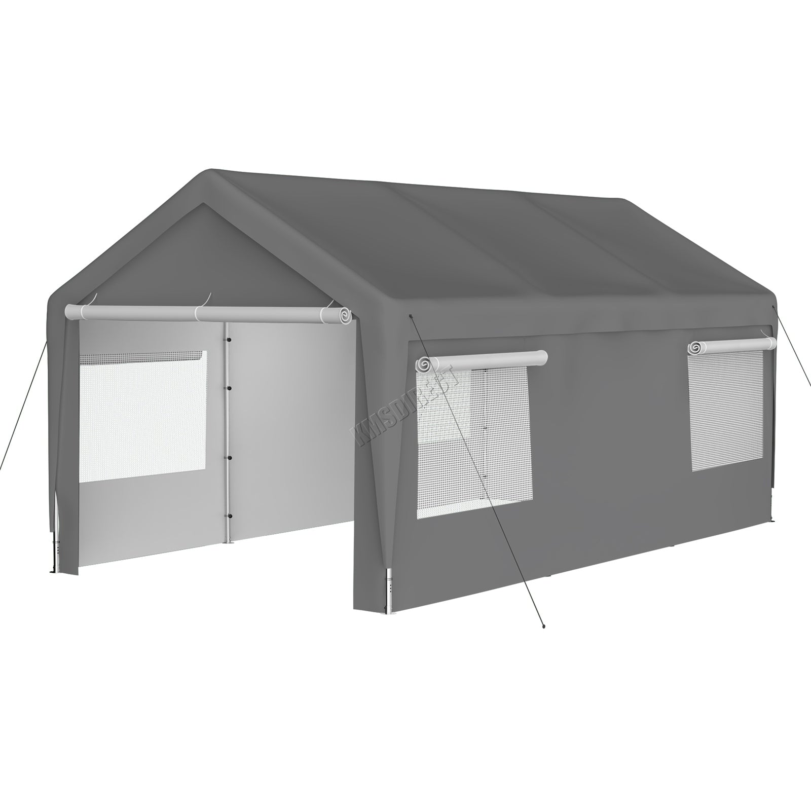BIRCHTREE Carport 10x20ft PE Shed Sidewalls and Windows
