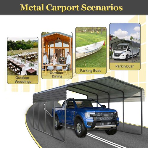 BIRCHTREE Metal Carport 13X20FT Anthracite