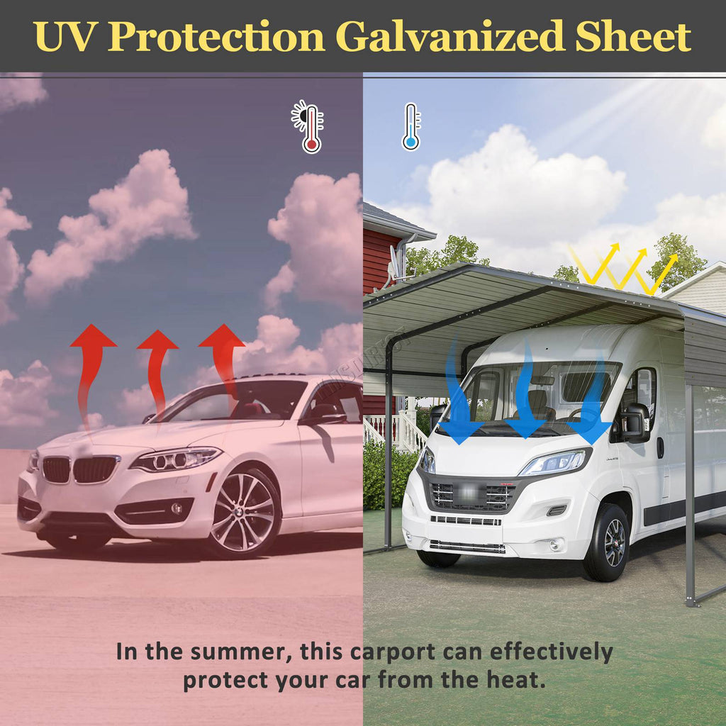 BIRCHTREE Metal Carport 13X20FT Anthracite