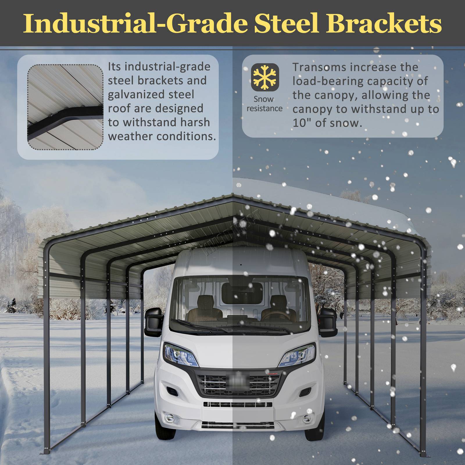 BIRCHTREE Metal Carport 13X20FT Anthracite