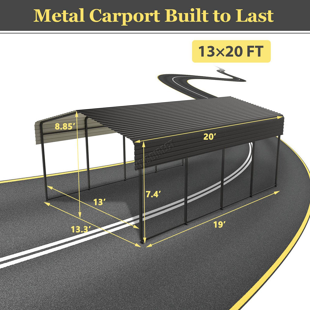 BIRCHTREE Metal Carport 13X20FT Anthracite