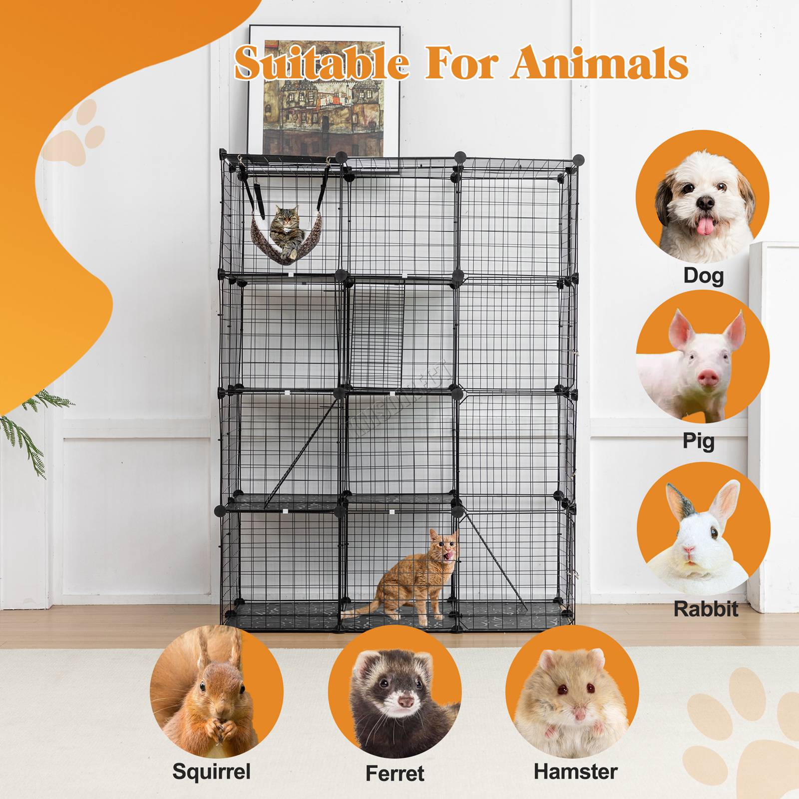 PawHaven Cat Cage Indoor Large Metal Wire