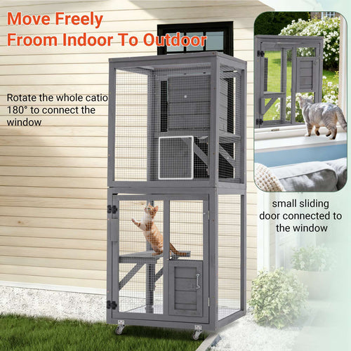 PawHaven Cat Cage Wood PH-CC-03 Grey