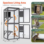 PawHaven Cat Cage Wood PH-CC-03 Grey