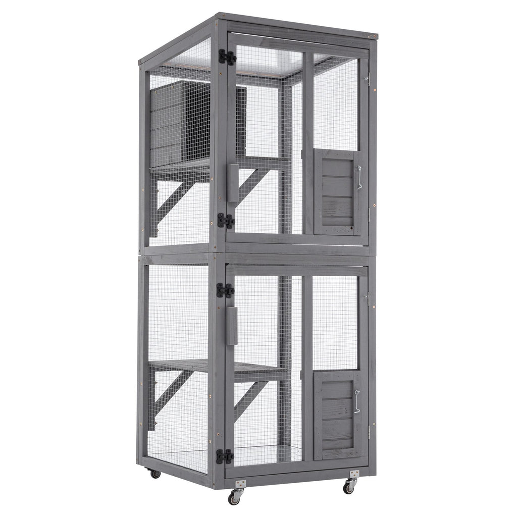 PawHaven Cat Cage Wood PH-CC-03 Grey