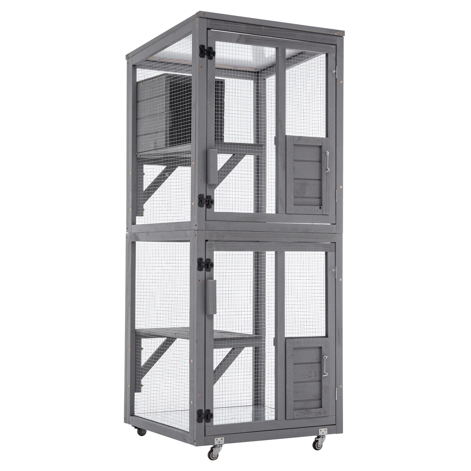 PawHaven Cat Cage Wood PH-CC-03 Grey