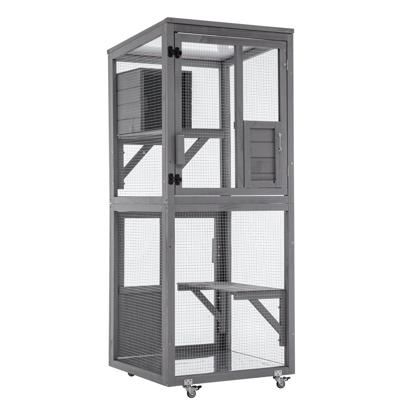 PawHaven Cat Cage Wood PH-CC-03 Grey