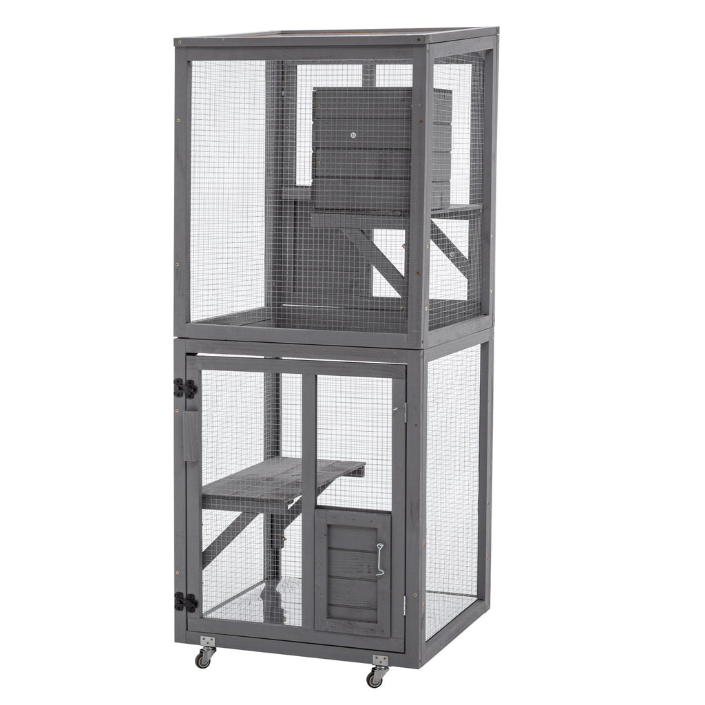 PawHaven Cat Cage Wood PH-CC-03 Grey