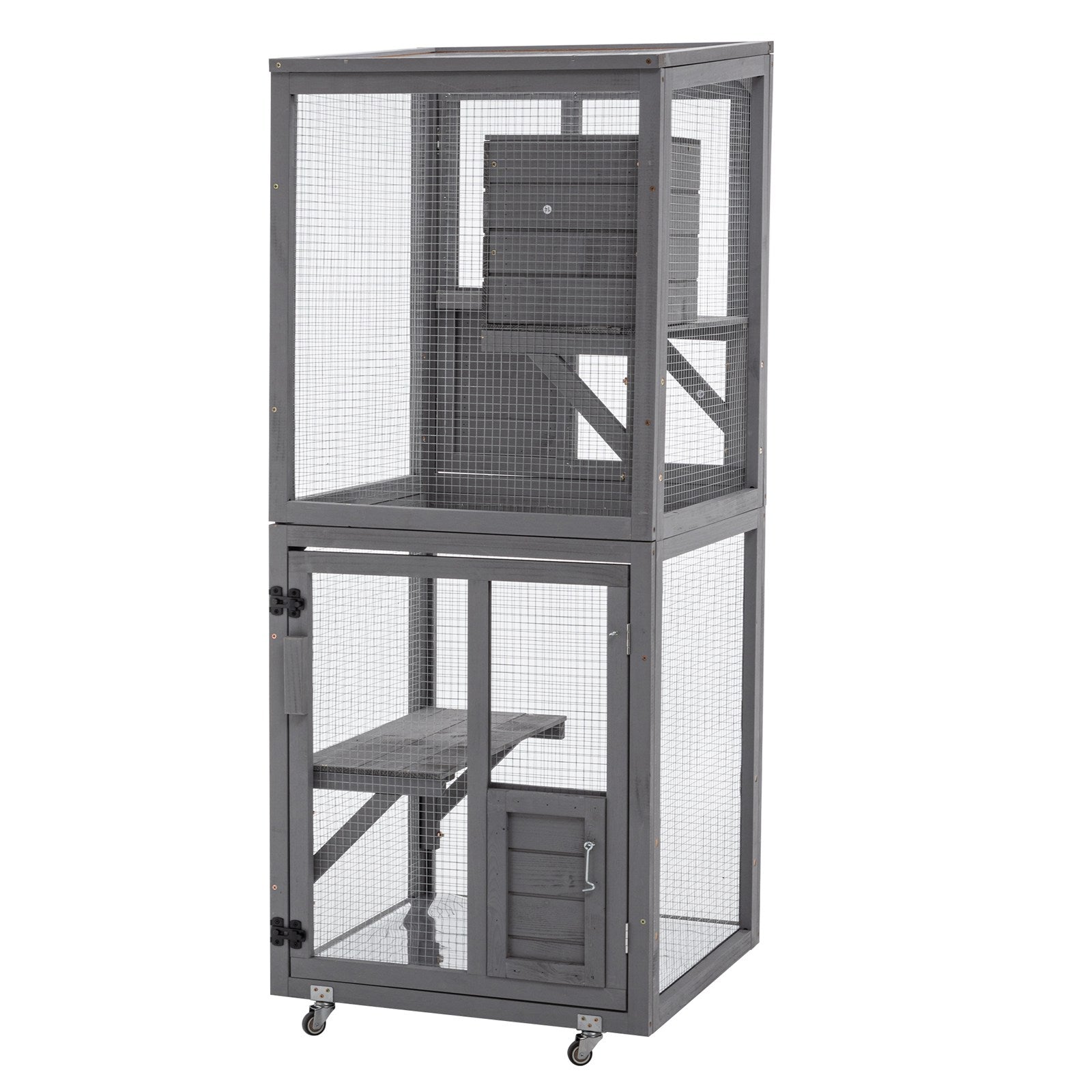 PawHaven Cat Cage Wood PH-CC-03 Grey