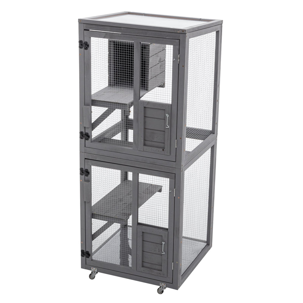 PawHaven Cat Cage Wood PH-CC-03 Grey