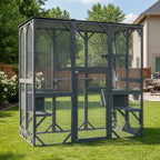 PawHaven Cat Cage Wood PH-CC-04 Grey