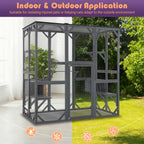 PawHaven Cat Cage Wood PH-CC-04 Grey