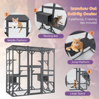 PawHaven Cat Cage Wood PH-CC-04 Grey