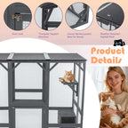 PawHaven Cat Cage Wood PH-CC-04 Grey