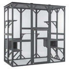 PawHaven Cat Cage Wood PH-CC-04 Grey