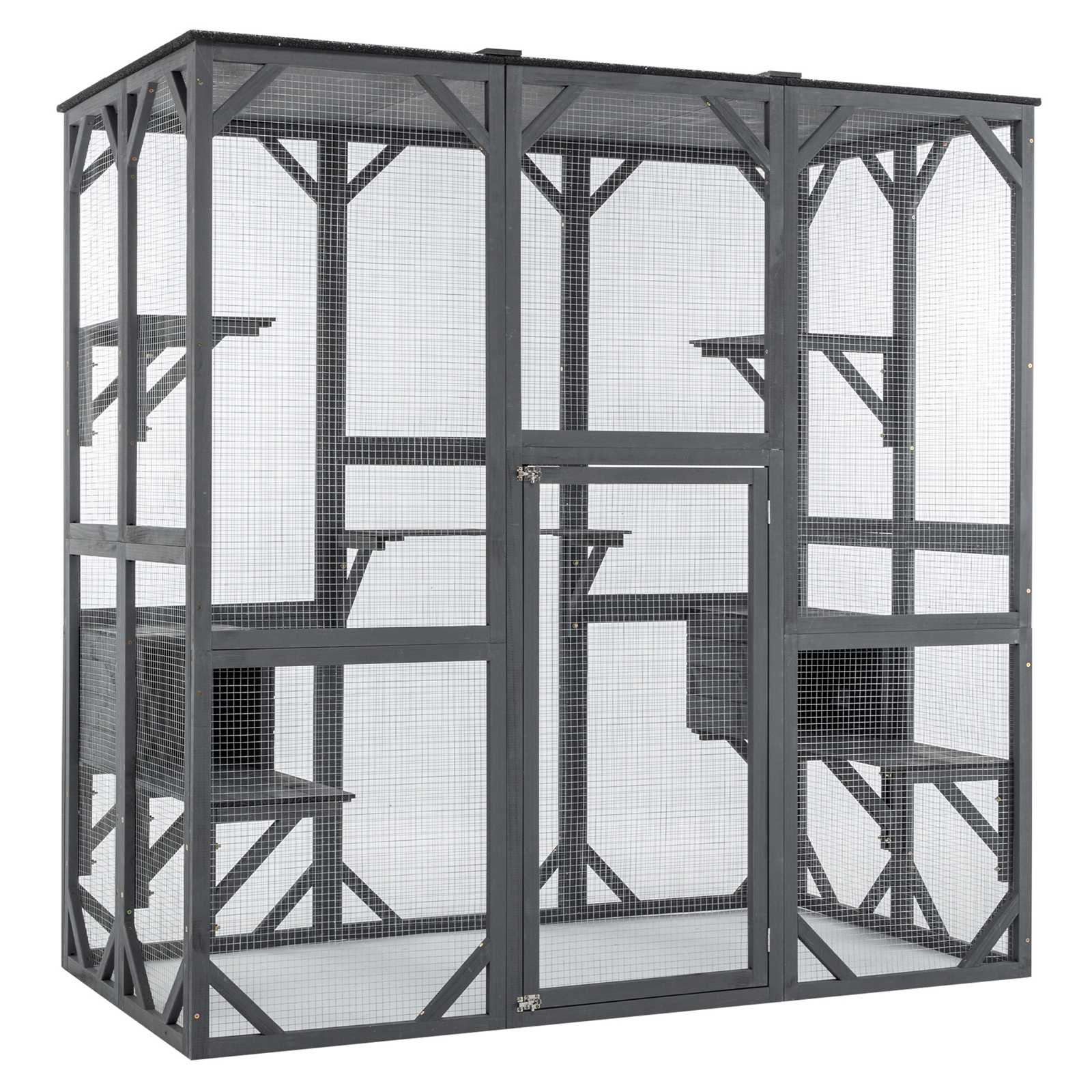 PawHaven Cat Cage Wood PH-CC-04 Grey