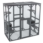 PawHaven Cat Cage Wood PH-CC-04 Grey