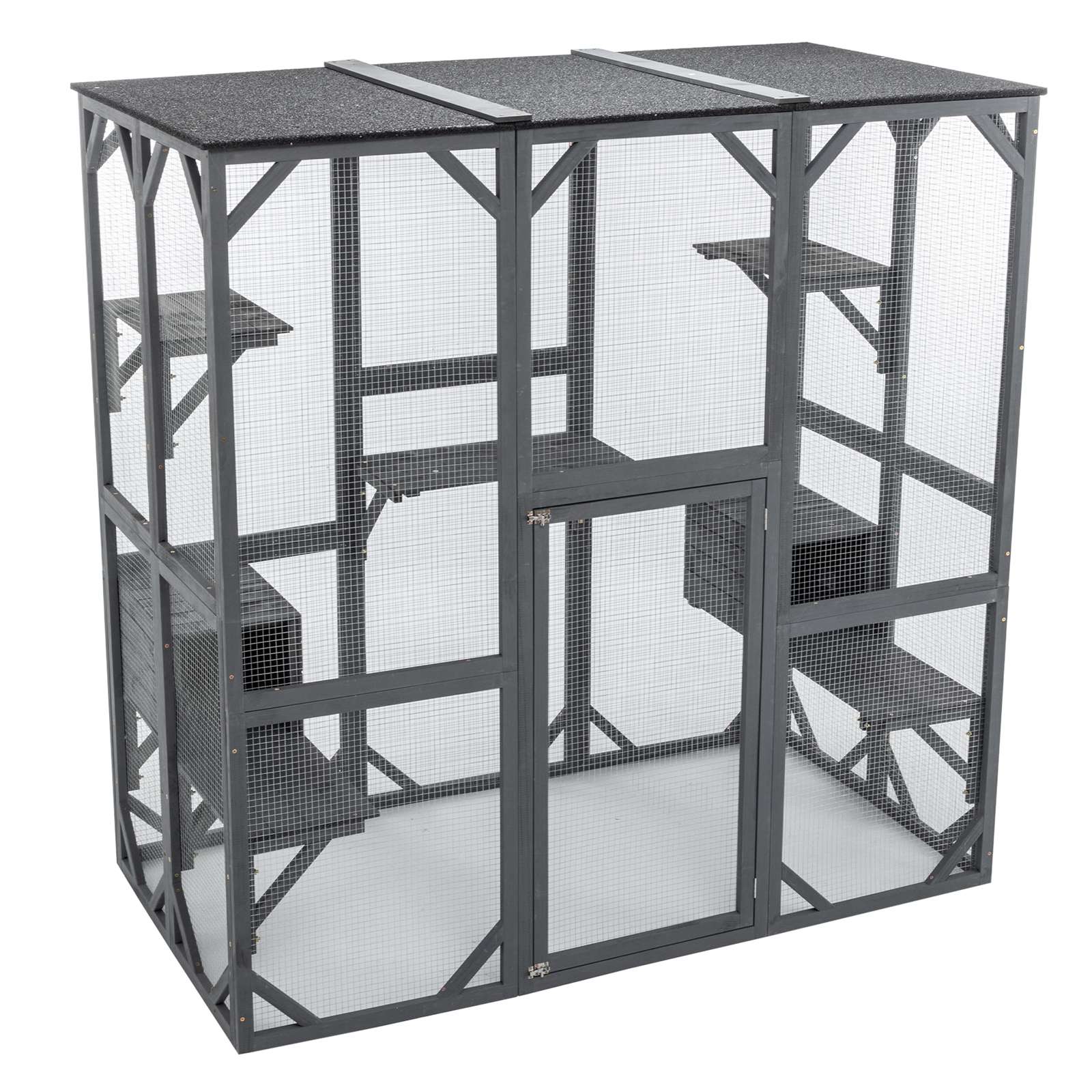 PawHaven Cat Cage Wood PH-CC-04 Grey