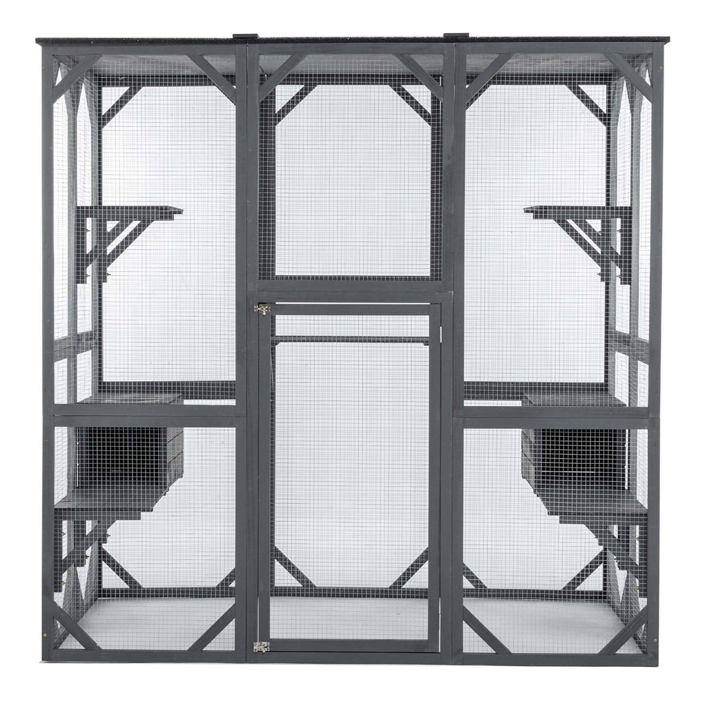 PawHaven Cat Cage Wood PH-CC-04 Grey