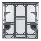 PawHaven Cat Cage Wood PH-CC-04 Grey