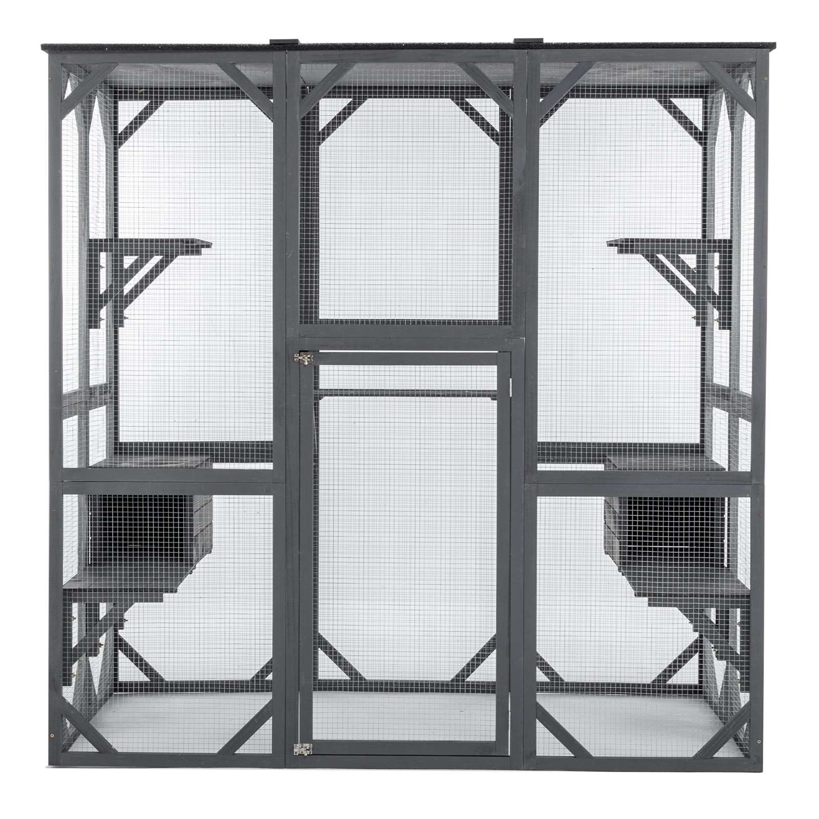 PawHaven Cat Cage Wood PH-CC-04 Grey