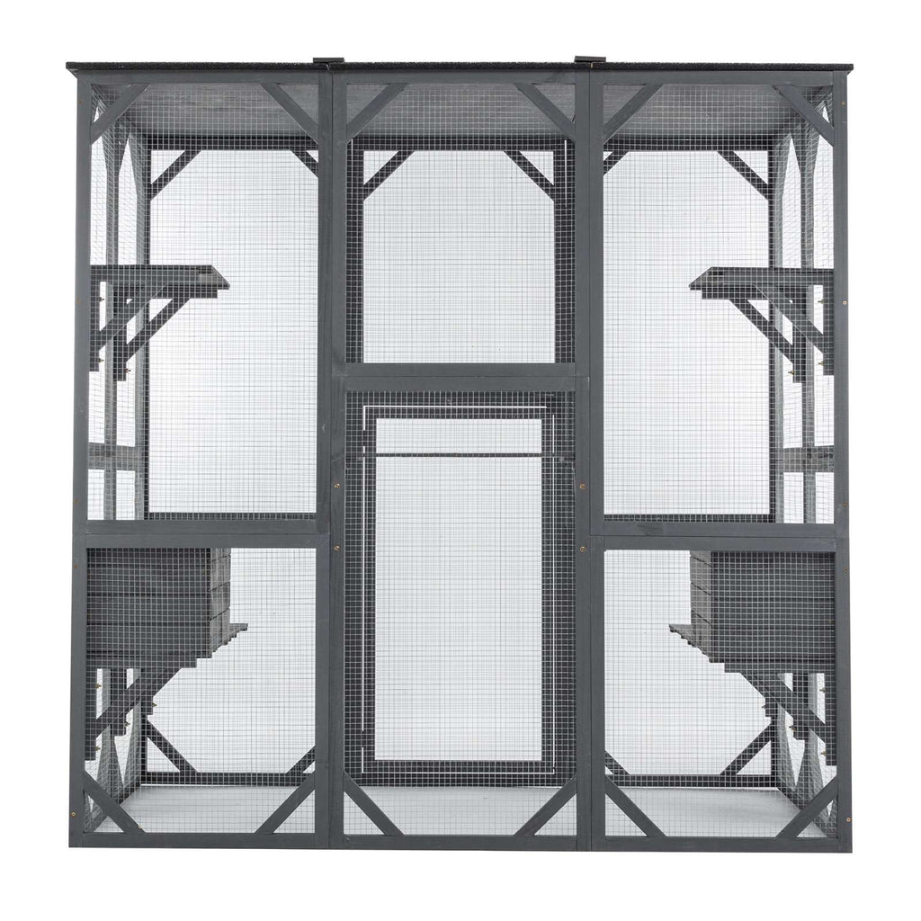 PawHaven Cat Cage Wood PH-CC-04 Grey