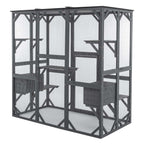 PawHaven Cat Cage Wood PH-CC-04 Grey