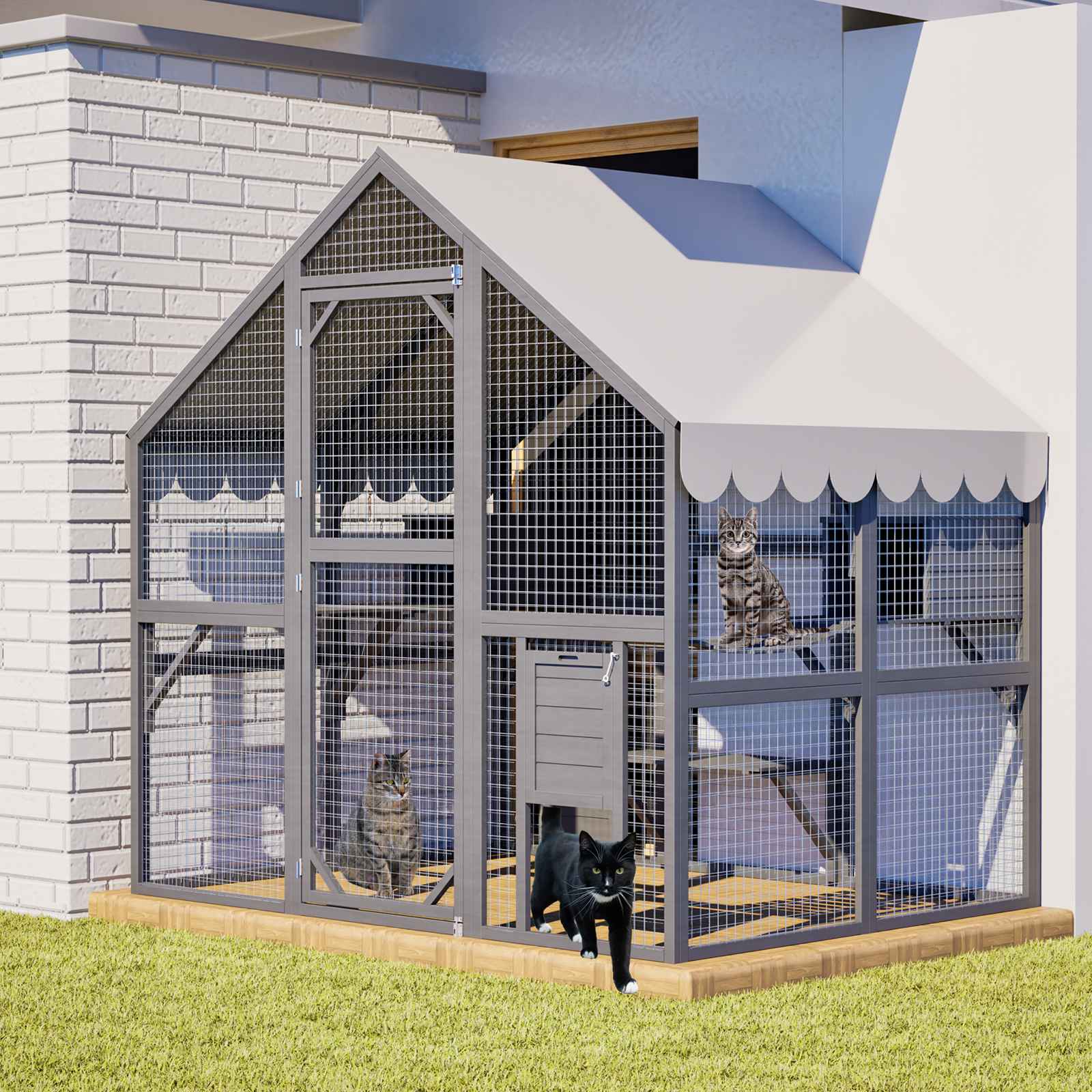 PawHaven Wooden Cat Cage PH-CC-06