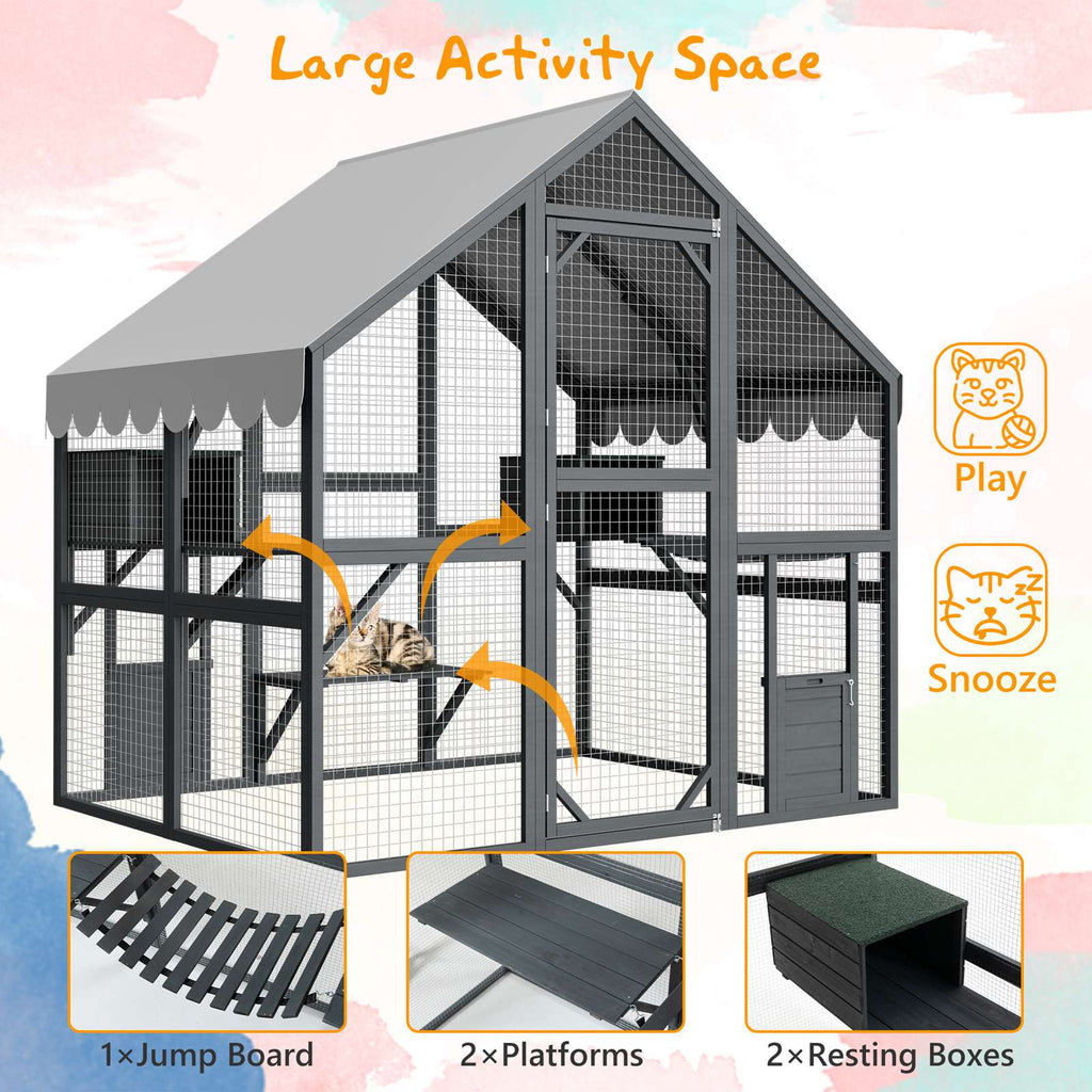 PawHaven Wooden Cat Cage PH-CC-06