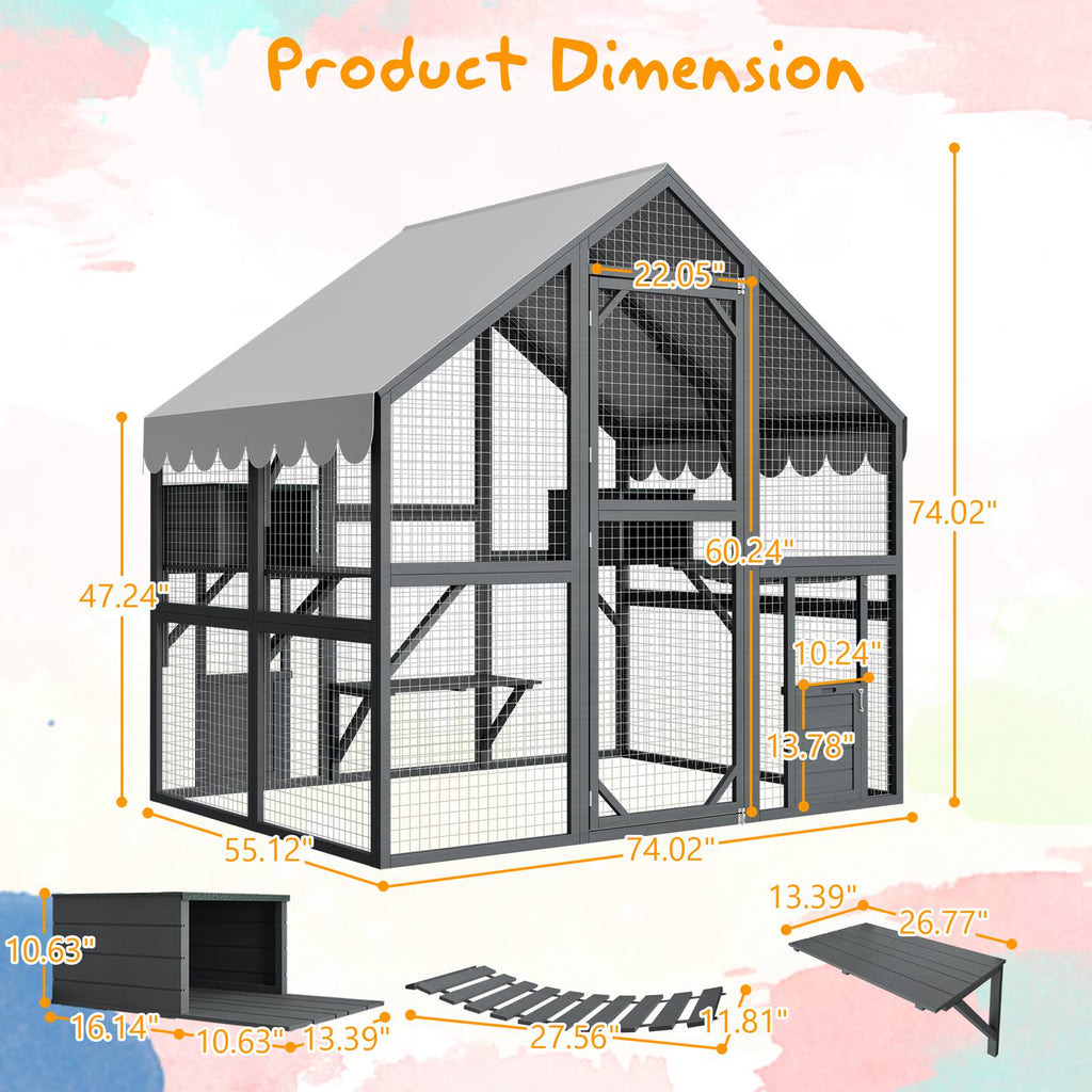 PawHaven Wooden Cat Cage PH-CC-06