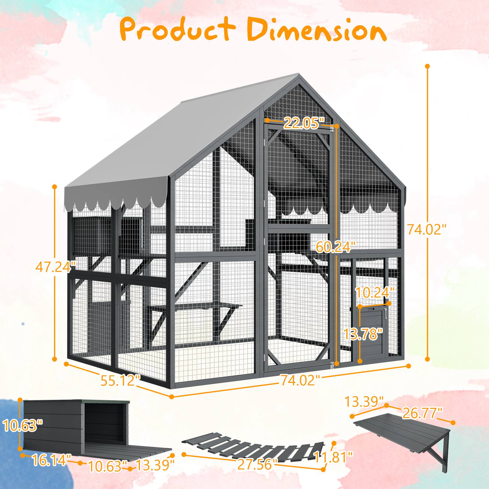 PawHaven Wooden Cat Cage PH-CC-06