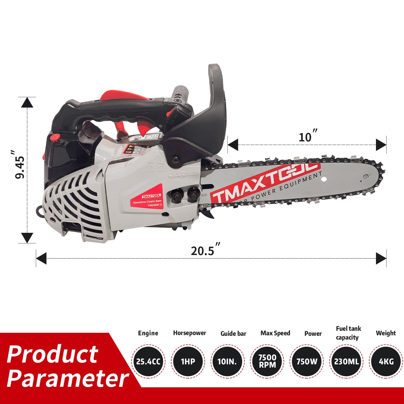 SwitZer 25cc 750W Petrol Chainsaw 10"