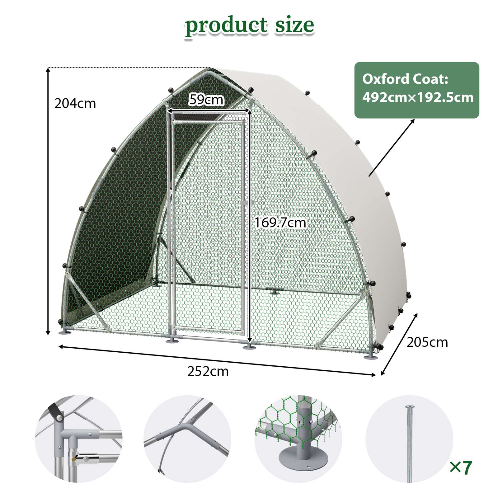 PawHaven Chicken Pet Run Cage CRC10 2.5X2X2M